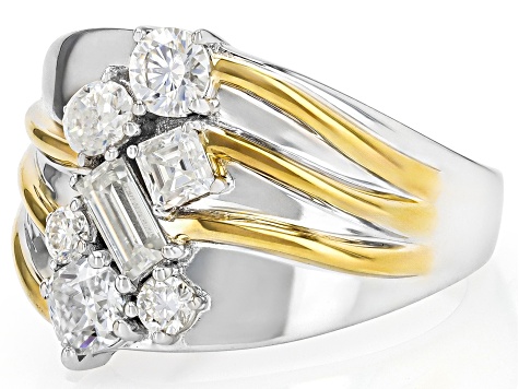 Moissanite Platineve And 14k Yellow Gold Over Platineve Ring 1.27ctw DEW.
