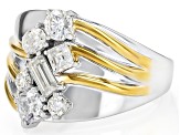 Moissanite Platineve And 14k Yellow Gold Over Platineve Ring 1.27ctw DEW.