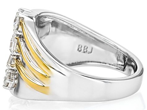 Moissanite Platineve And 14k Yellow Gold Over Platineve Ring 1.27ctw DEW.