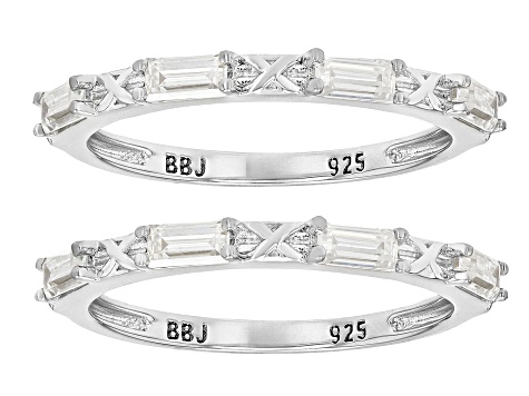 Moissanite Platineve Set Of 2 Stackable Rings 0.72ctw DEW