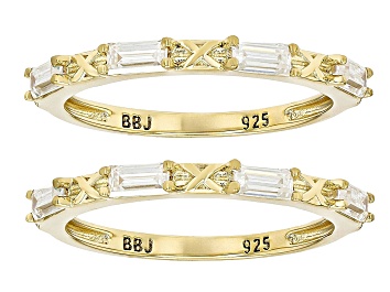 Picture of Moissanite 14k Yellow Gold Over Silver Set Of 2 Stackable Rings 0.72ctw DEW.
