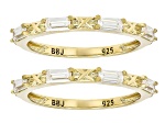 Moissanite 14k Yellow Gold Over Silver Set Of 2 Stackable Rings 0.72ctw DEW.