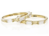 Moissanite 14k Yellow Gold Over Silver Set Of 2 Stackable Rings 0.72ctw DEW.