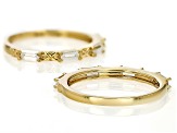 Moissanite 14k Yellow Gold Over Silver Set Of 2 Stackable Rings 0.72ctw DEW.