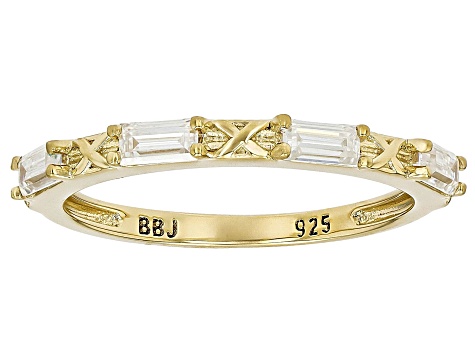 Moissanite 14k Yellow Gold Over Silver Set Of 2 Stackable Rings 0.72ctw DEW.