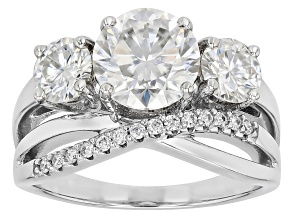 Moissanite Platineve Ring 3.04ctw DEW.