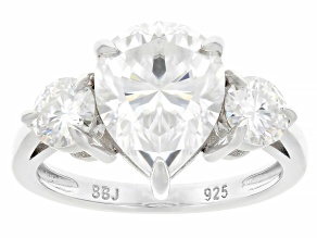Moissanite Platineve 3 Stone Ring 4.60ctw DEW.