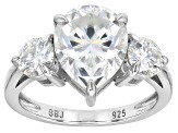 Moissanite Platineve 3 Stone Ring 4.60ctw DEW.