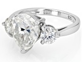 Moissanite Platineve 3 Stone Ring 4.60ctw DEW.