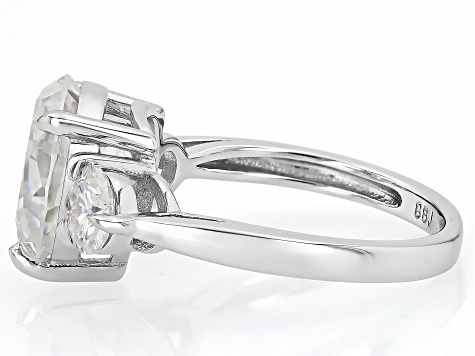 Moissanite Platineve 3 Stone Ring 4.60ctw DEW.