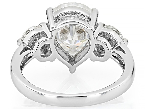 Moissanite Platineve 3 Stone Ring 4.60ctw DEW.