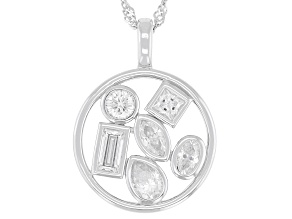 Moissanite Platineve Circle Pendant 2.17ctw DEW.