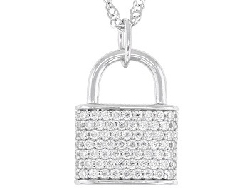 Green And White Cubic Zirconia Rhodium Over Sterling Silver Teddy Bear Pendant 1.58ctw