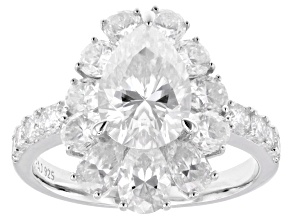 Moissanite Platineve Halo Ring 4.65ctw DEW.