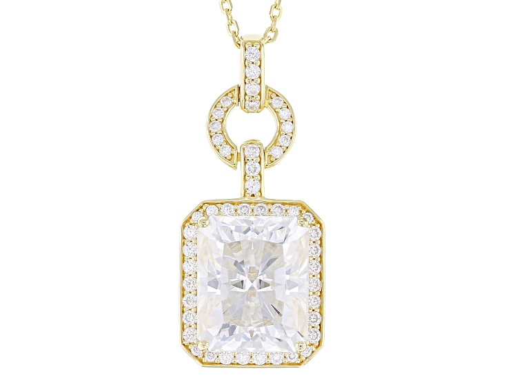 Moissanite 14k Yellow Gold Over Silver Pendant 5.36ctw DEW