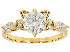 Moissanite 14k Yellow Gold Over Silver Cat Ring 1.60ctw DEW.