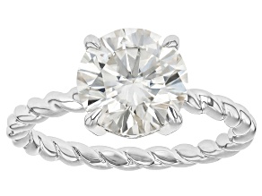 Moissanite Platineve Solitaire Ring 2.70ct DEW.