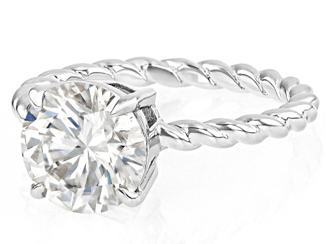 Moissanite Platineve Solitaire Ring 2.70ct DEW.