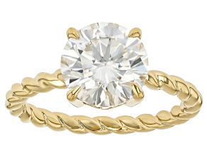Moissanite 14k Yellow Gold Over Silver Soitaire Ring 2.70ct DEW.