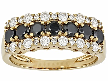 Black Spinel Rhodium Over Sterling Silver Bat Ring 3.22ctw