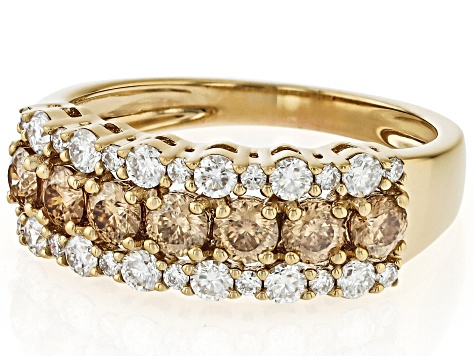 Champagne And Colorless Moissanite 14k Yellow Gold Over