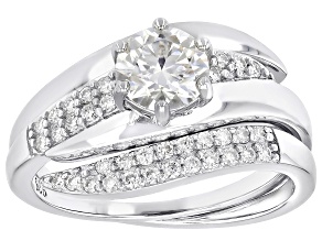 Moissanite Platineve Ring With Band 1.16ctw DEW.