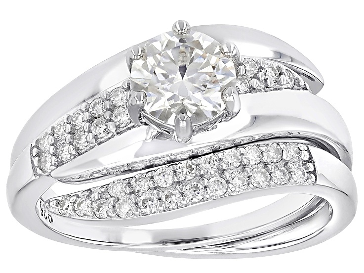 Moissanite Platineve Ring With Band 1.16ctw DEW.