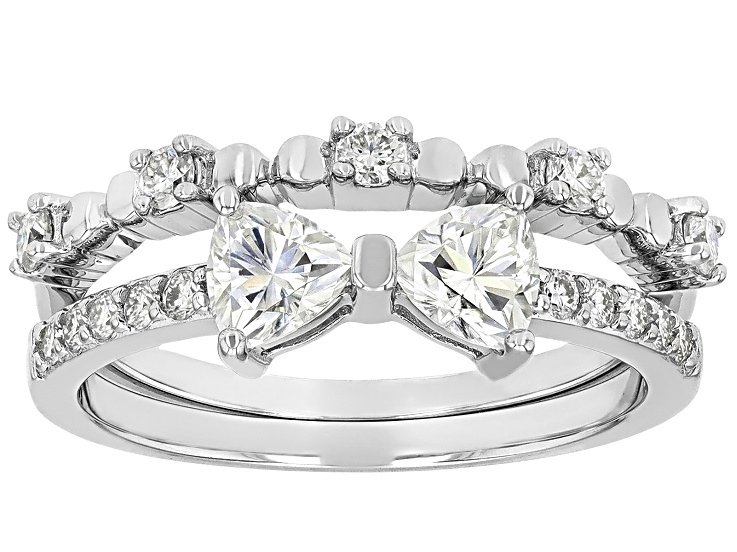 Moissanite Platineve Set Of Two Rings 0.95ctw DEW.