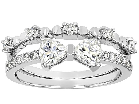 Moissanite Platineve Set Of Two Rings 0.95ctw DEW.