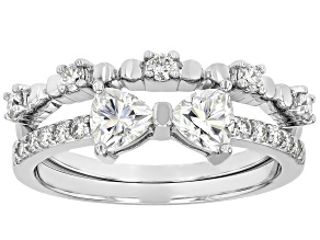 Moissanite Platineve Set Of Two Rings 0.95ctw DEW.