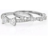 Moissanite Platineve Set Of Two Rings 0.95ctw DEW.