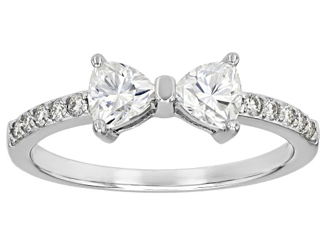 Moissanite Platineve Set Of Two Rings 0.95ctw DEW.
