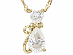 Moissanite 14k Yellow Gold Over Sterling Silver Cat Pendant 2.00ctw DEW.