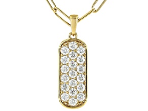 Moissanite 14k Yellow Gold Over Sterling Silver Pendant And Paperclip Chain 1.90ctw DEW.