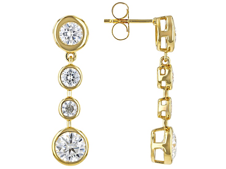 Moissanite 14k Yellow Gold Over Sterling Silver Earrings