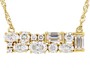 Moissanite 14k Yellow Gold Over Silver Bar Necklace 2.30ctw DEW.