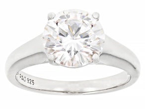 Moissanite Platineve Solitaire Ring 2.70ct DEW.