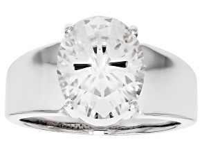 Moissanite Platineve Solitaire Ring 4.20ct DEW.