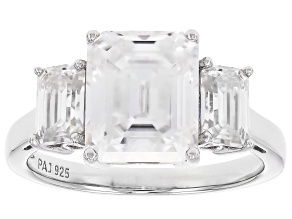 Moissanite Platineve 3 Stone Ring 4.71ctw DEW.