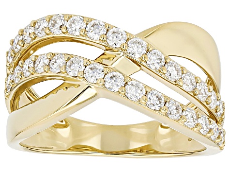 Moissanite 14k Yellow Gold Over Silver Ring 0.90ctw DEW.