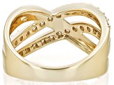 Moissanite 14k Yellow Gold Over Silver Ring 0.90ctw DEW.