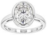 Moissanite Platineve Solitaire Ring 4.20ct DEW.