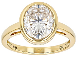 Moissanite 14k Yellow Gold Over Silver Solitaire Ring 4.20ct DEW.