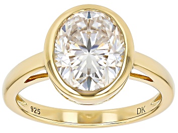 Picture of Moissanite 14k Yellow Gold Over Silver Solitaire Ring 4.20ct DEW.