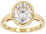 Moissanite 14k Yellow Gold Over Silver Solitaire Ring 4.20ct DEW.