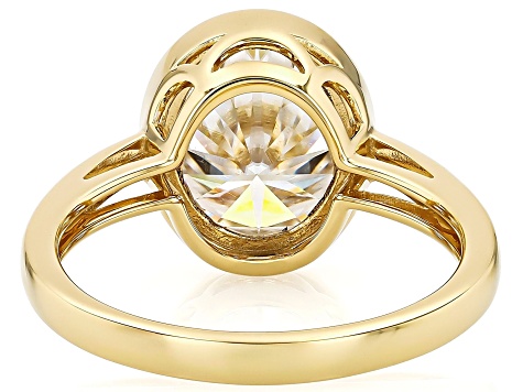 Moissanite 14k Yellow Gold Over Silver Solitaire Ring 4.20ct DEW.