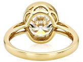 Moissanite 14k Yellow Gold Over Silver Solitaire Ring 4.20ct DEW.