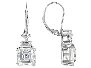 145 Faceted Asscher Cut Moissanite Platineve Earrings 5.94ctw DEW