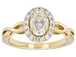 Moissanite 14k Yellow Gold Over Silver Halo Ring 1.22ctw DEW.