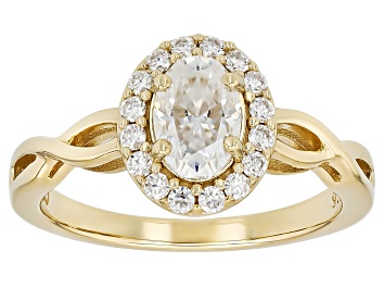 Picture of Moissanite 14k Yellow Gold Over Silver Halo Ring 1.22ctw DEW.